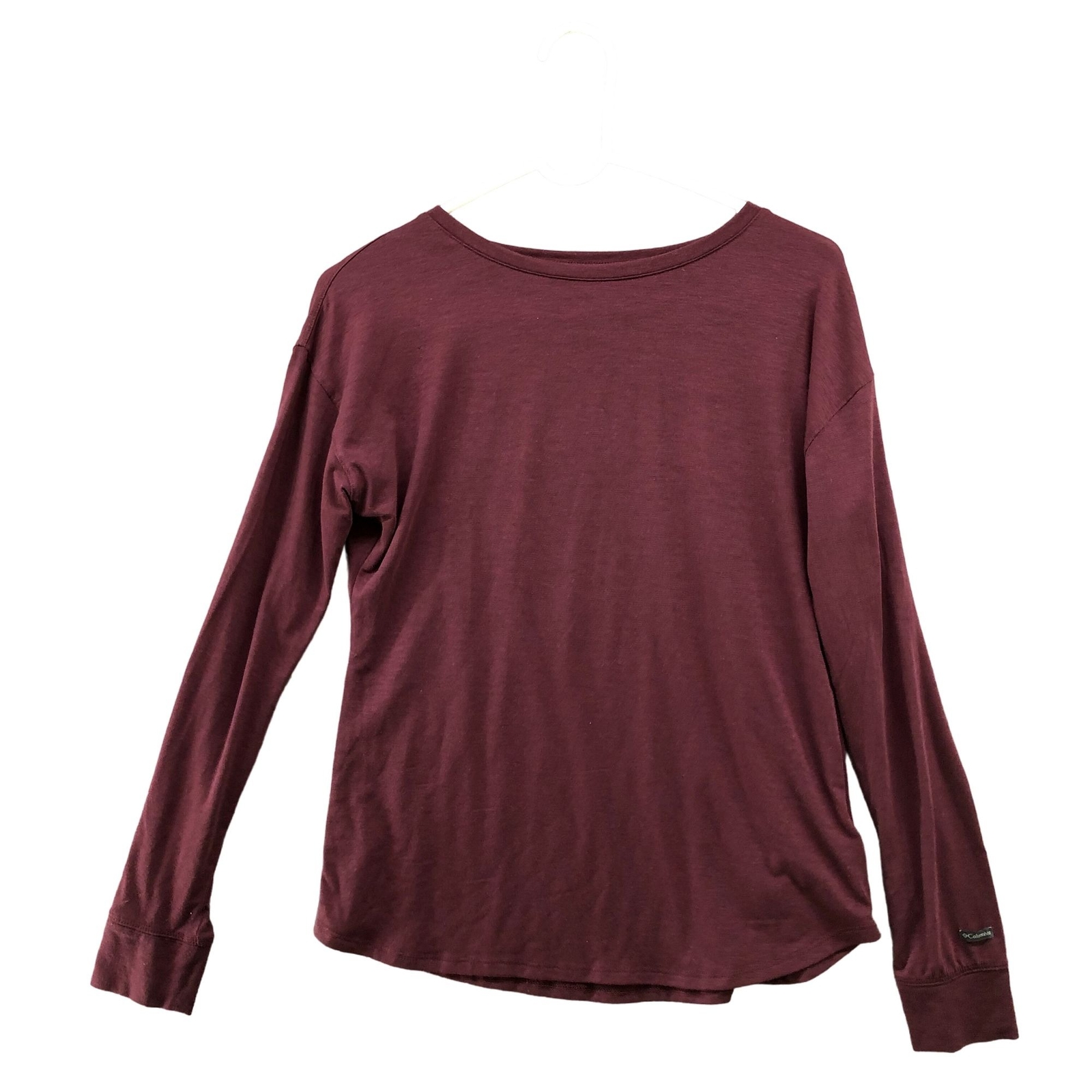 Columbia Long Sleeve T Shirt Womens S Burgundy Wine Red Jersey Knit Stretchy