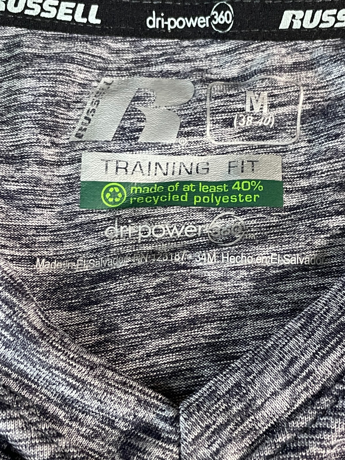 NWT Russell Athletic Dri-Power 360 Performance V Neck Tee Mens Medium Gray