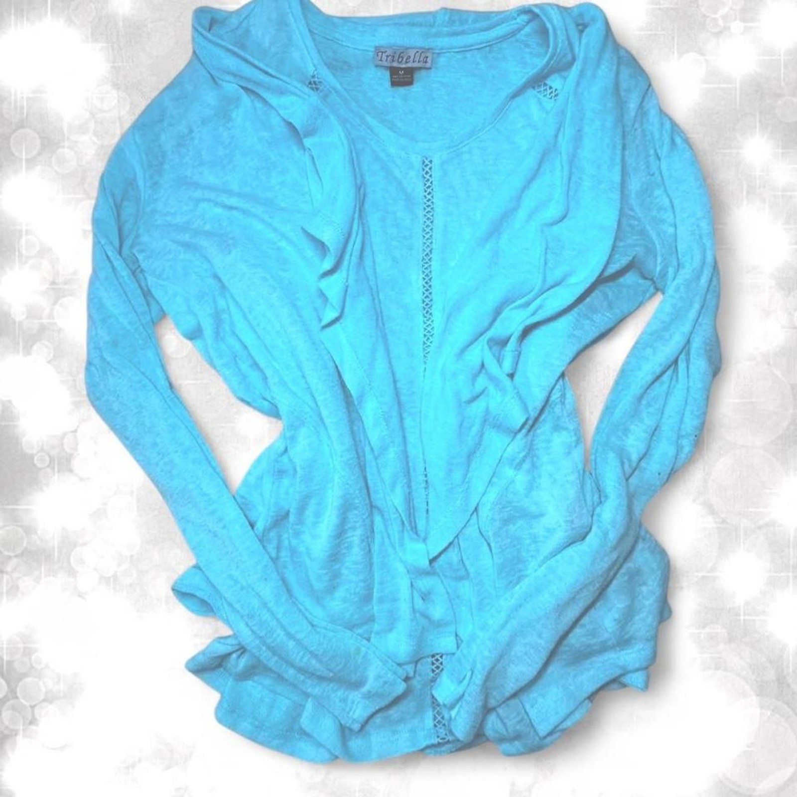 Fairycore Whimsical Sky Blue Top and Cardigan Combination With Ruffle