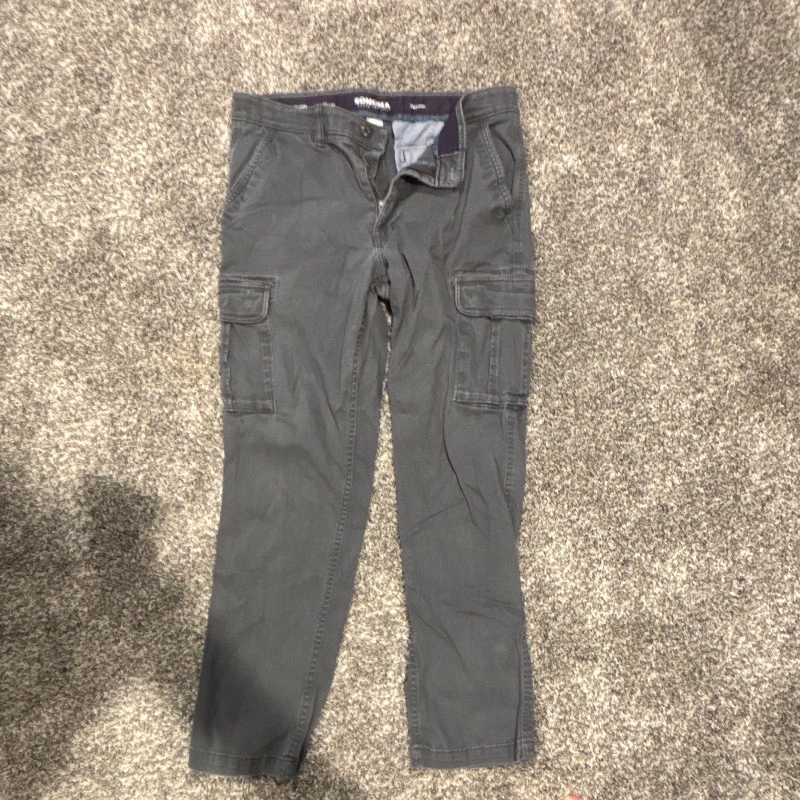 Sonoma Goods for Life Men’s Gray Straight Fit Cargo Pants Twill Waist 32