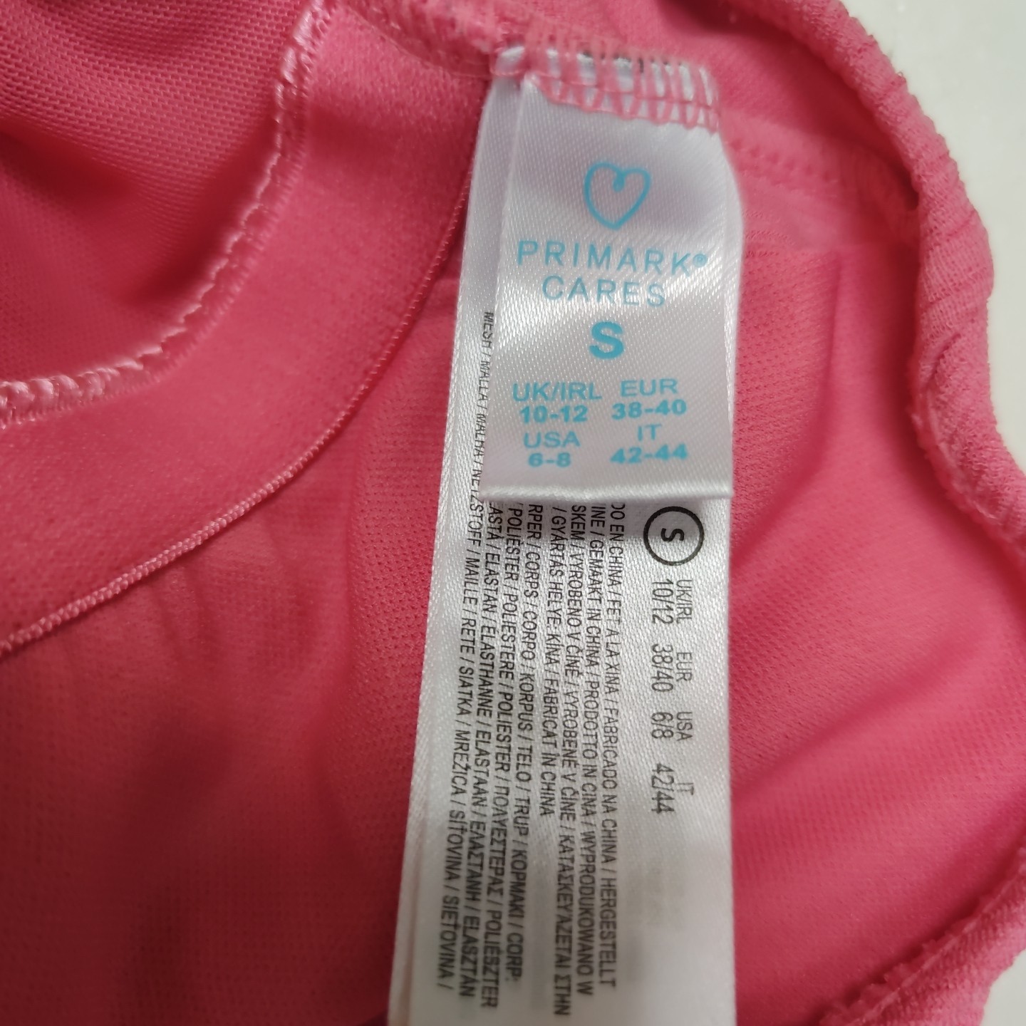 Pink Primark Swimsuit Size Small 10/12 adjustable straps ribbed fabric