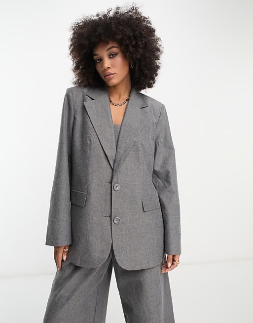 NA-KD X Stephsa Women’s Size EU 42 / US 12 Gray Oversized Blazer Jacket