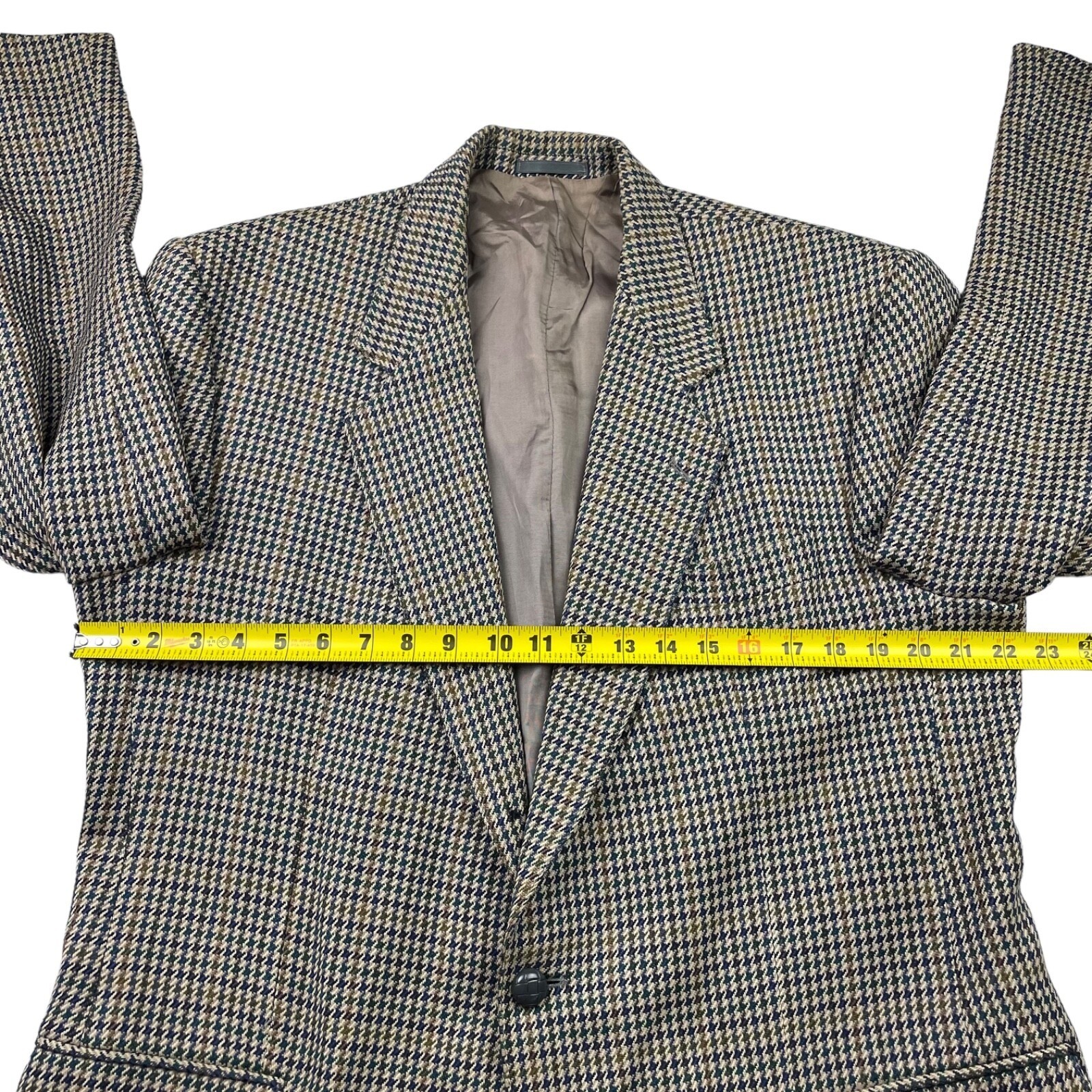 VTG Avoca Man Men’s Wool Tweed Blazer Beige/Blue Houndstooth • Ireland • 44R