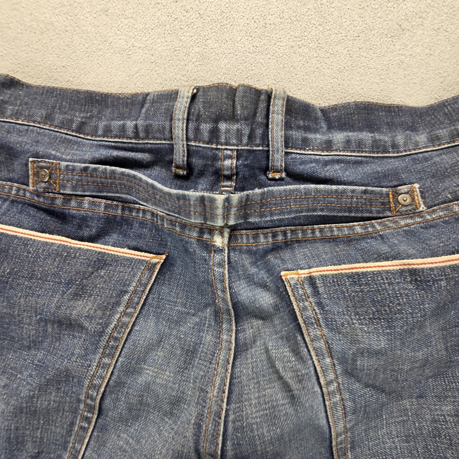 Sicko Jeans Mens Blue Selvedge Buckle Back Whiskers Fits 36×32
