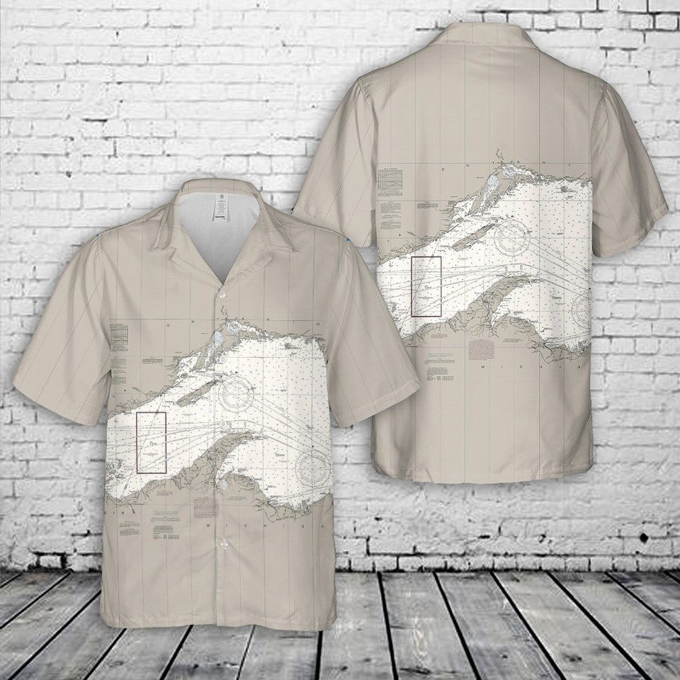 Lake Superior Nautical Chart Hawaiian Shirt