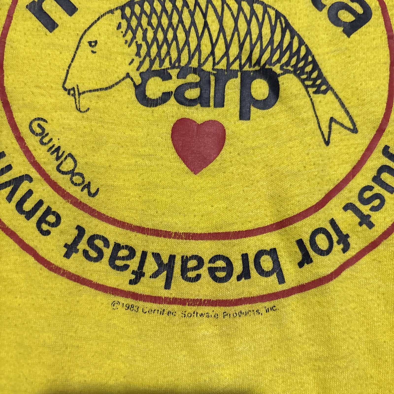 Vintage 80s Minnesota Carp Graphic T-Shirt Fish XL Screen Stars Yellow