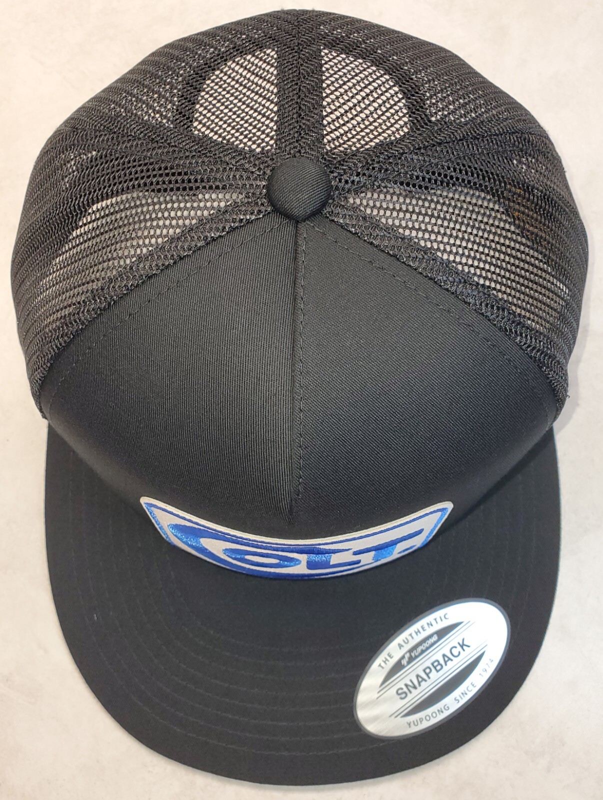 Colt Patch on Yupoong Trucker Hat YP Classic 6006 Snapback Black/Black