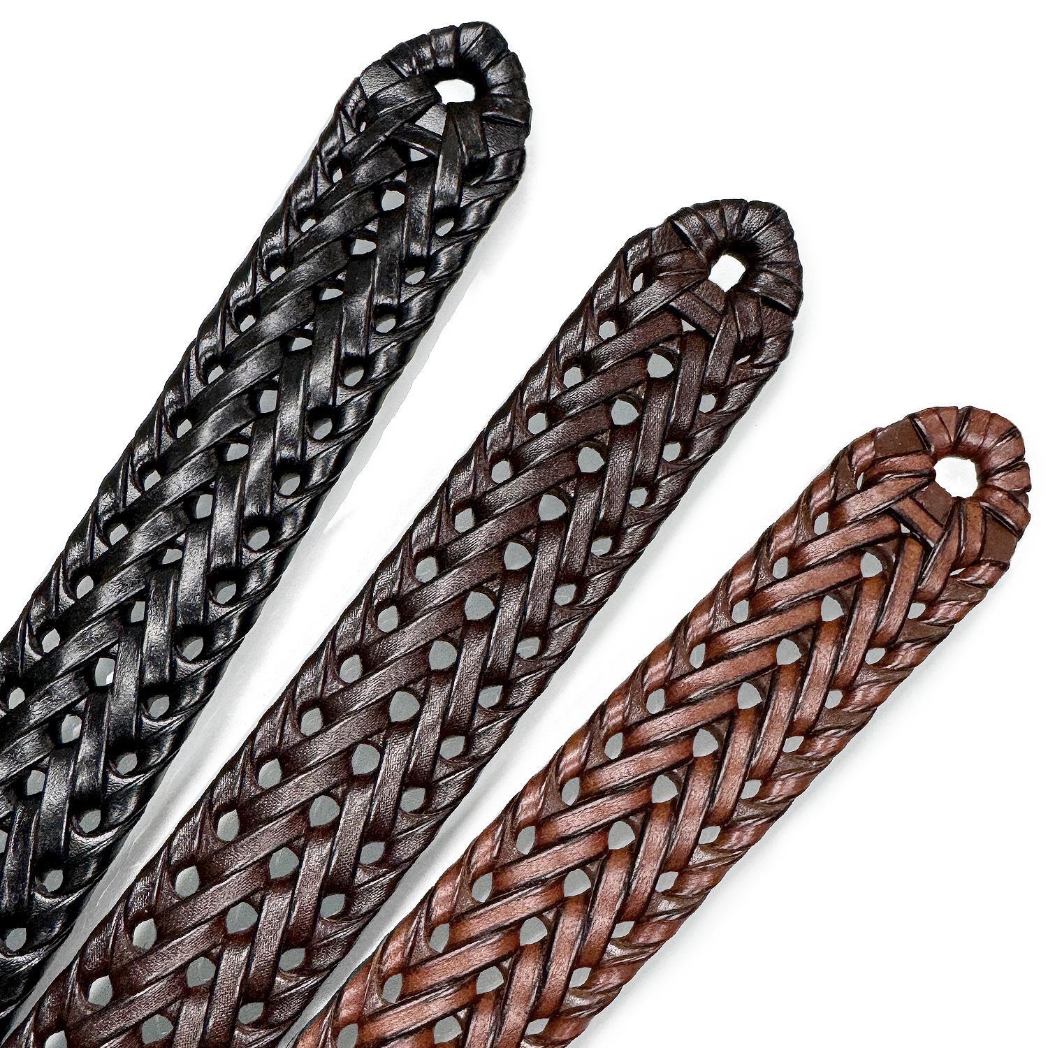 Men’s Braided Belt Genuine Leather Woven Casual Dress Belt 1-3/8″(35mm) Wide