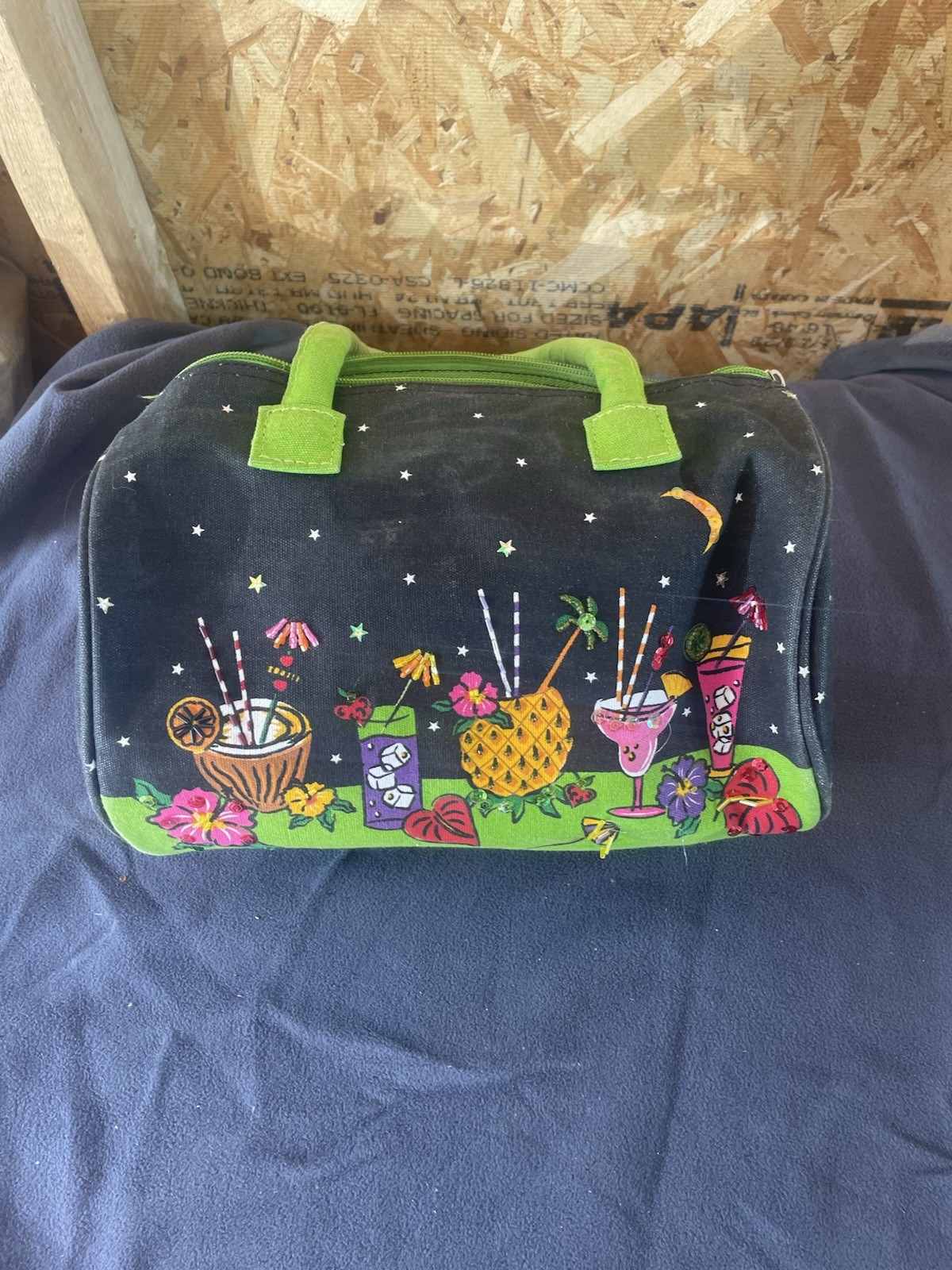 Vintage Calabasa Bags Canvas Bag With Cocktail Drinks On Outside