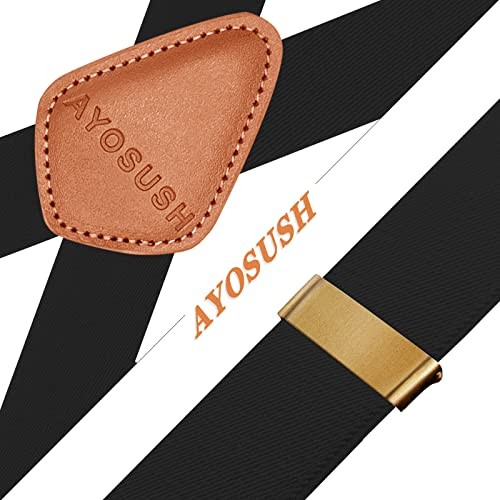 Vintage Suspenders for Men Heavy Duty 4 Snap Hooks for Belt One Size Black 2