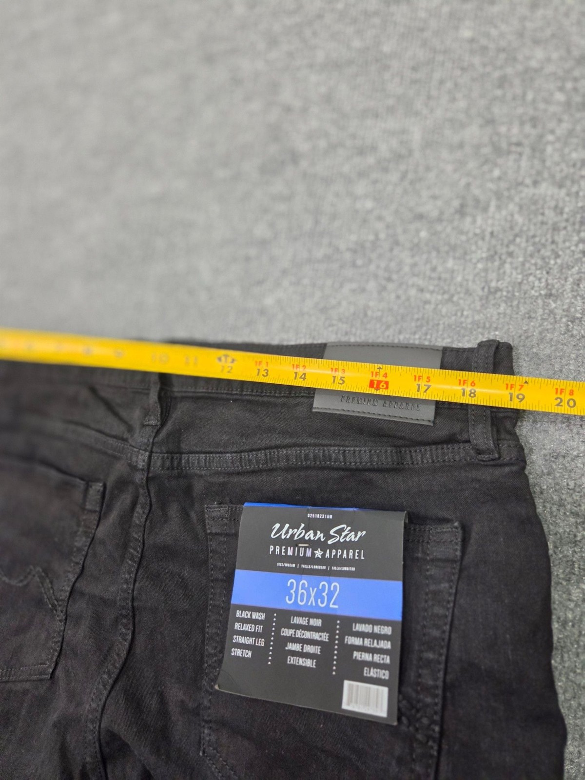 Urban Star Premium Apparel Men’s Relaxed Fit Straight Leg Black Stretch Jeans 36