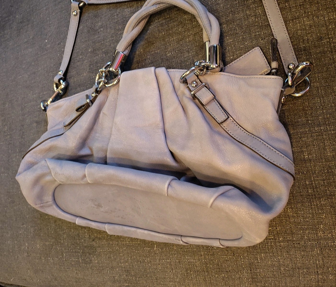 Coach Sophia Madison Slate Leather Purse Handbag gray Pleated Leather