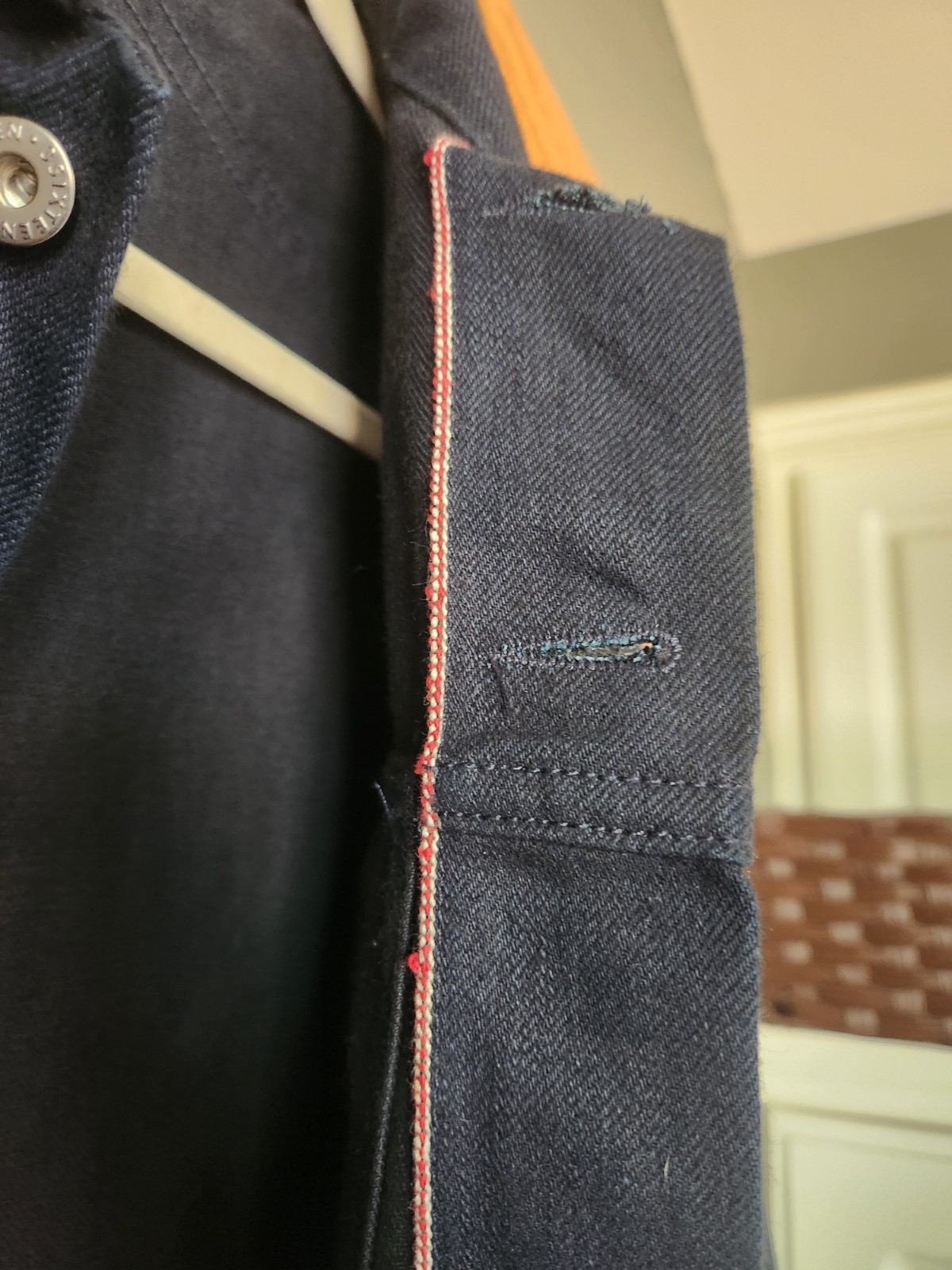 3 Sixteen Men’s Medium Denim Jacket 14 oz Shadow Selvedge Raw Indigo