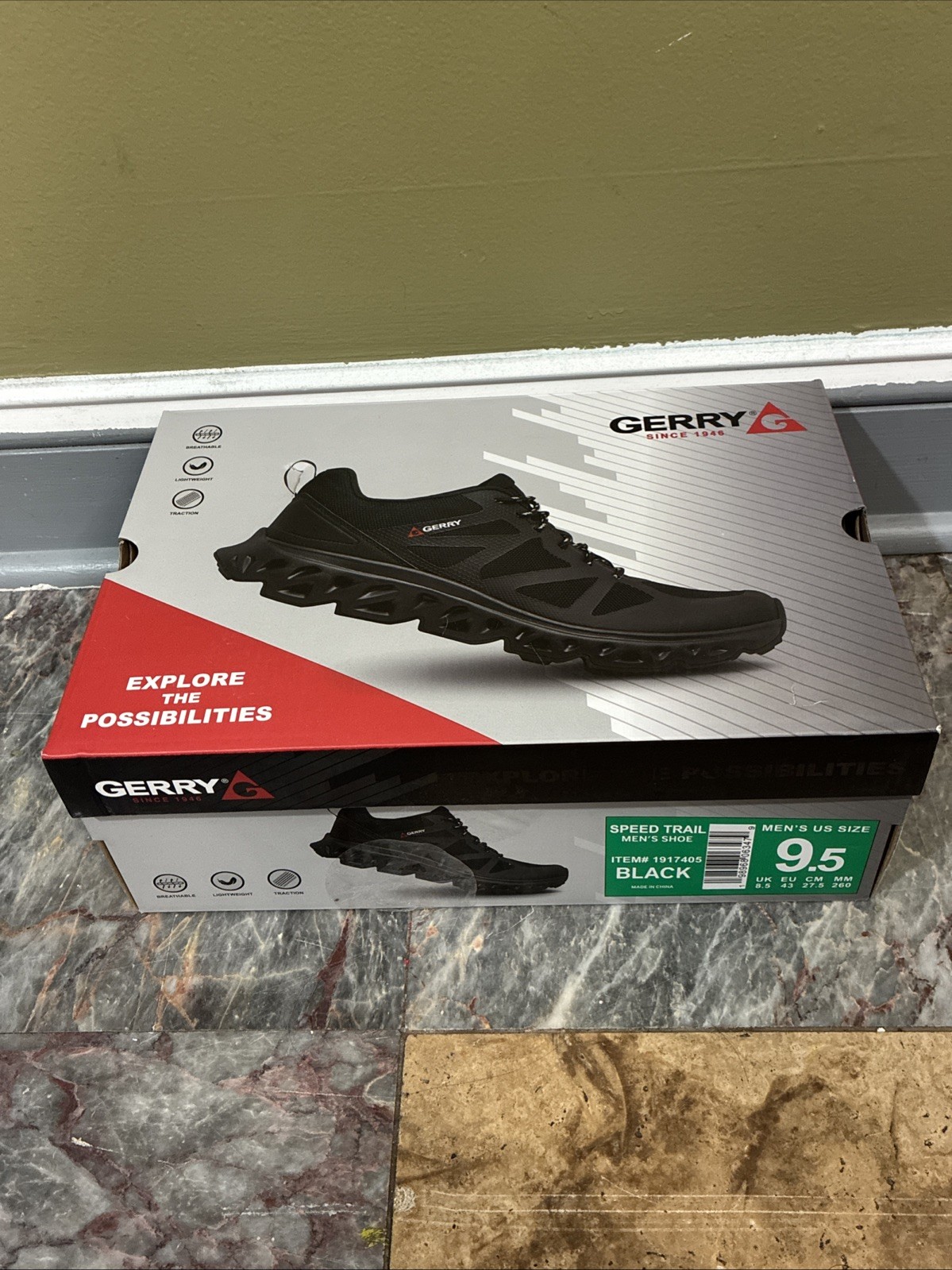 Gerry Speed Trail Men’s Size 9.5 Black Mesh Lace Up Lightweight Athletic Shoes