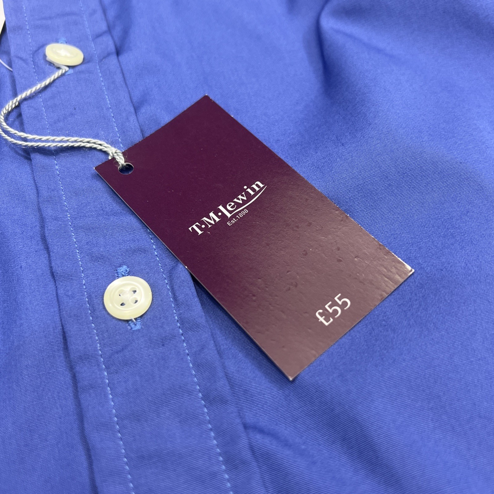 TM Lewin Men’s Blue Double Cuff Shirt – Pure Cotton – 16” Collar (46” Chest)