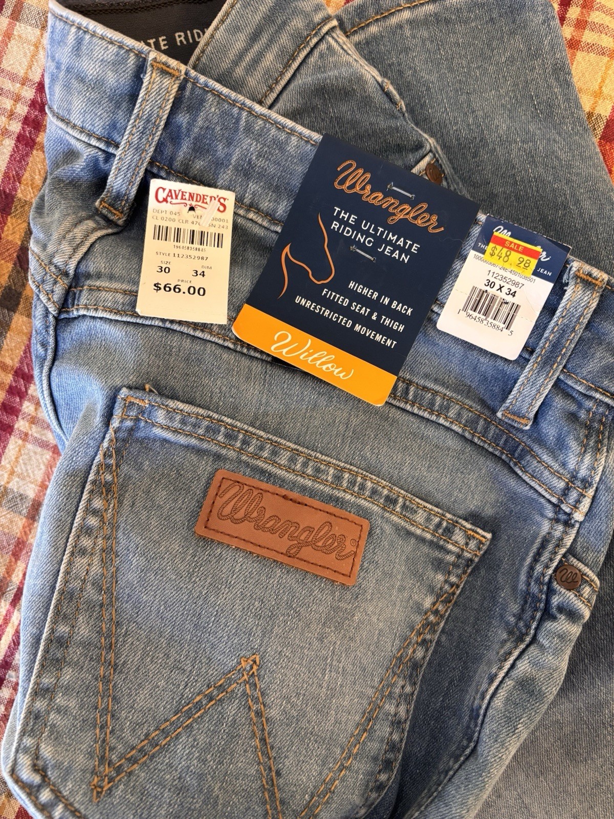 Wrangler Light Wash Denim Bootcut Jeans High Rise Regular Fit 5-Pocket