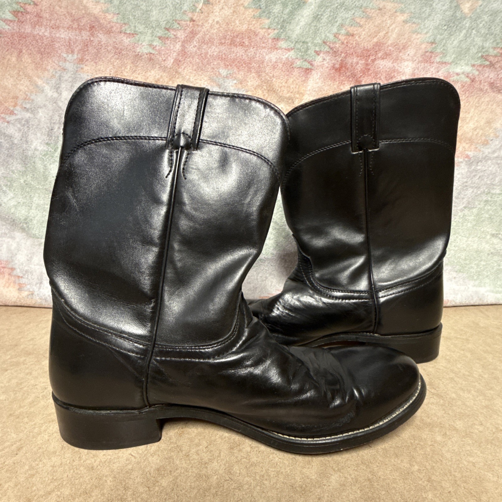 Laredo Boots Men’s 7902 Saddle Collection Roper Cowhide Black Leather 11 D (USA)