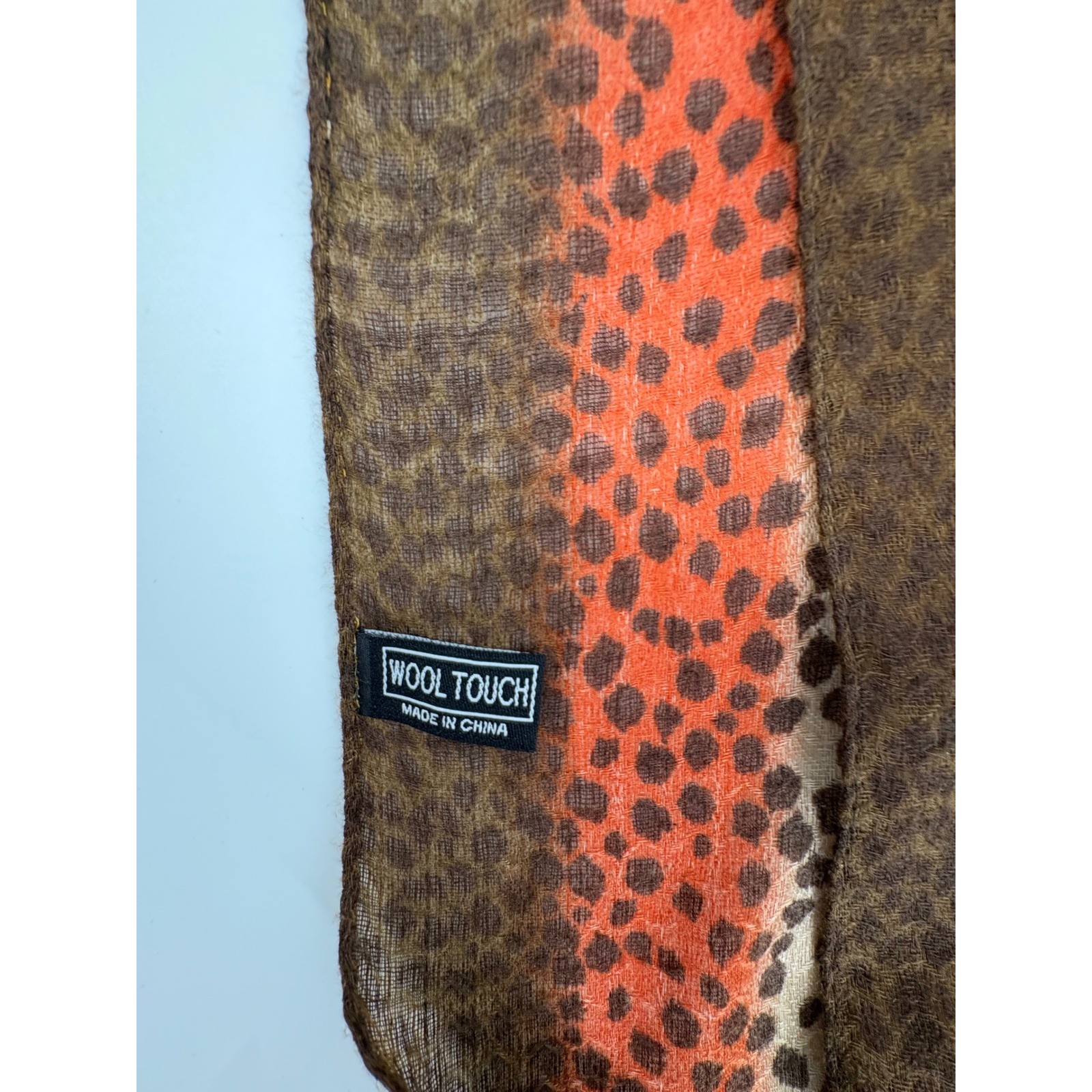 Brown Beige Orange Animal Print Lightweight Scarf