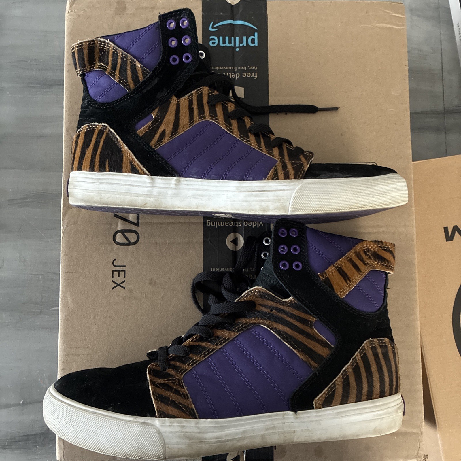 SUPRA Skytop MUSKA 001 Tiger Stripe High Top Sneaker Men’s Size US 10.5 Black