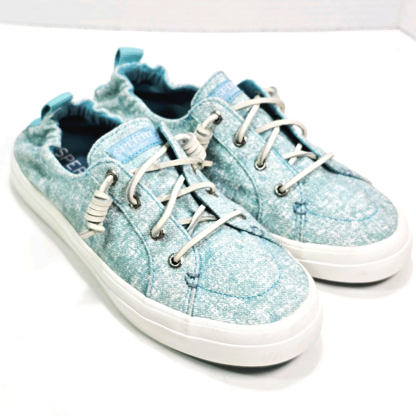 Sperry Top-Sider Womens 8.0 M Crest Ebb Canvas Sandwash Sneakers Teal Slip-on