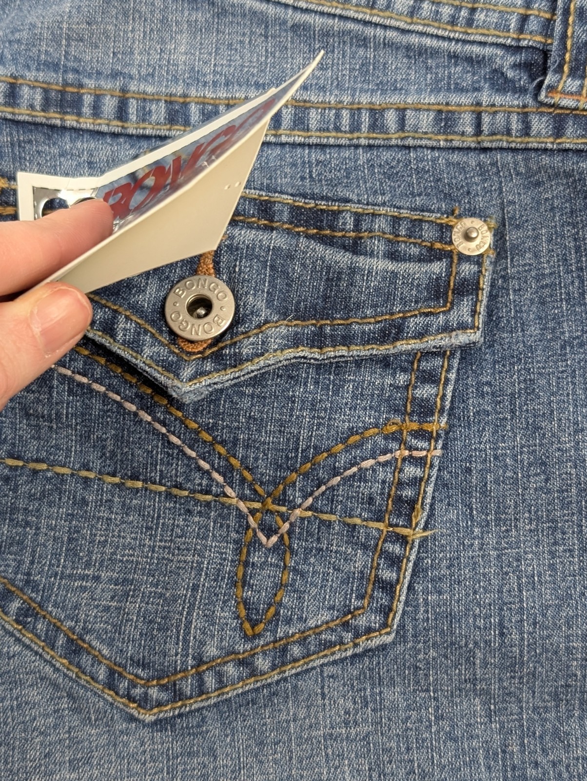 Y2K Vintage Bongo Low Rise Fabulous Flare Leg Denim Blue Jeans Size 5 28″ Waist