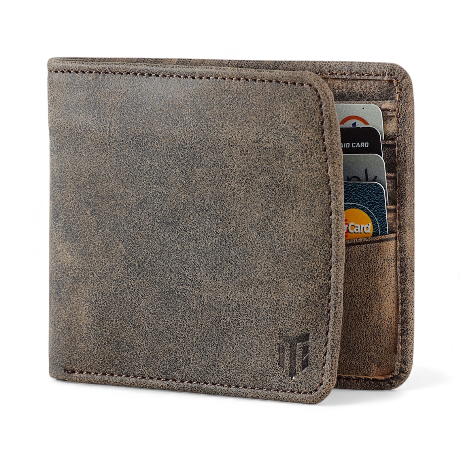 Genuine Slim Antique Leather Wallet For Mens Minimalist Bifold RFID Blocking
