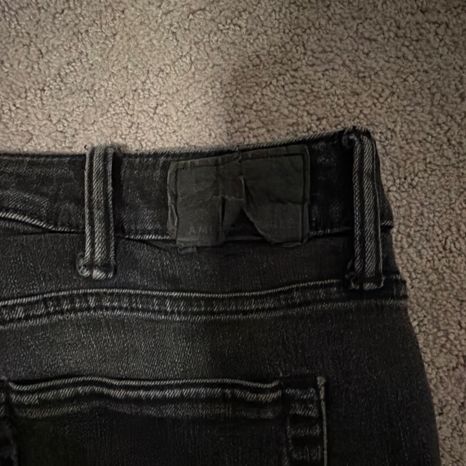 Mens American Eagle AirFlex+ Black Distressed Ripped Skinny Slim Jeans 31