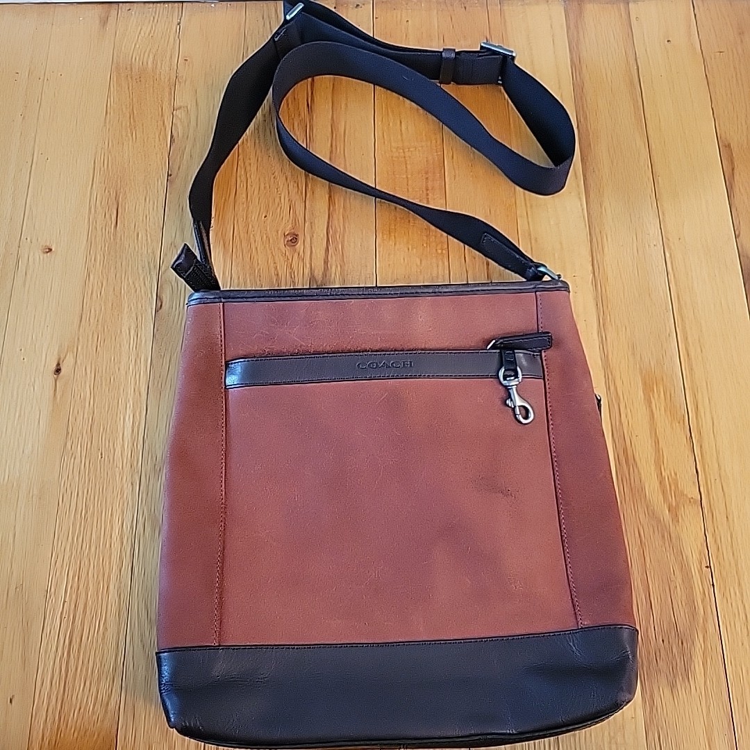 Coach Camden Leather Tech Crossbody F71341 Rust Brown Suede