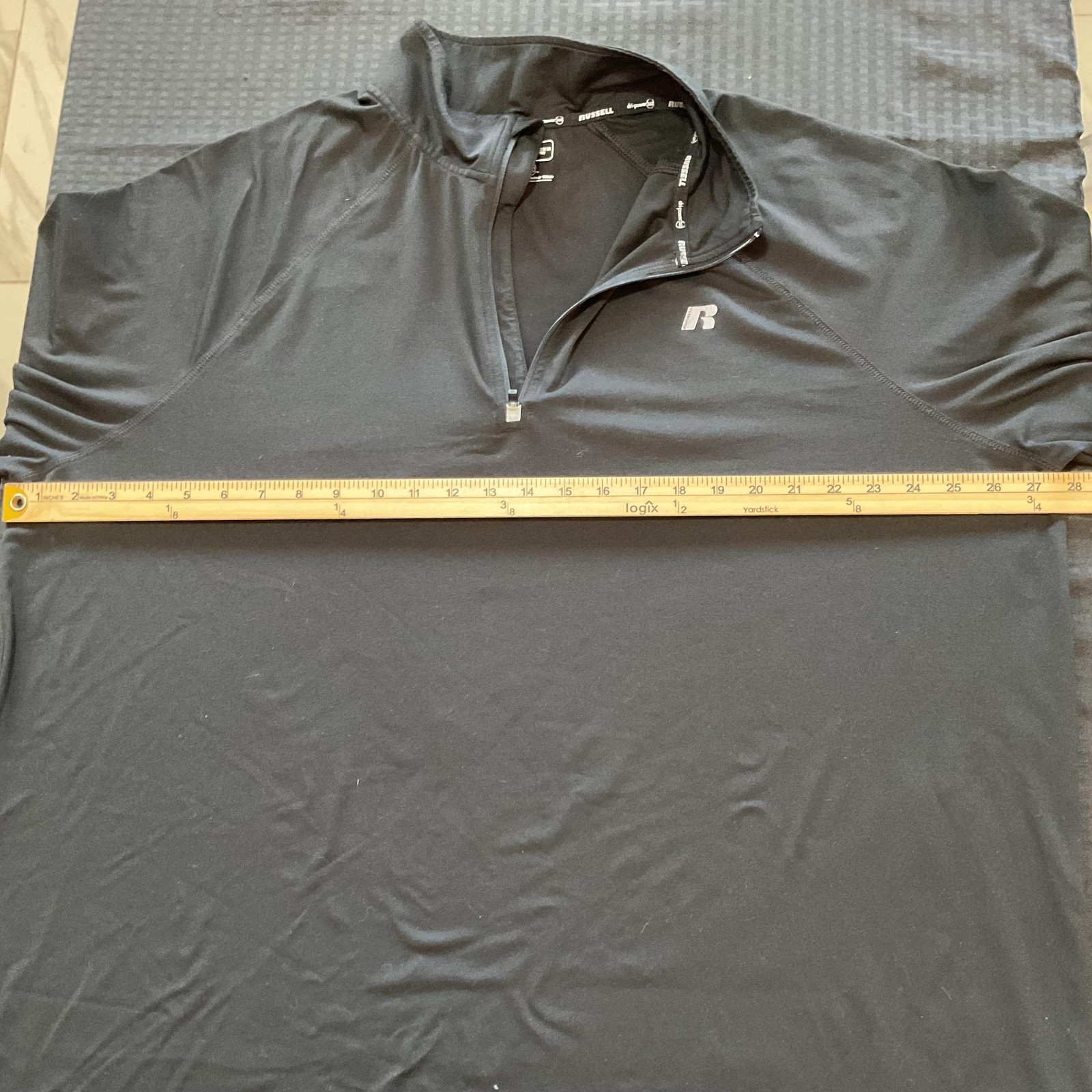 Russell Shirt Mens 2XL Black Dri-Power 360 1/4 Zip Pullover Athletic Performance
