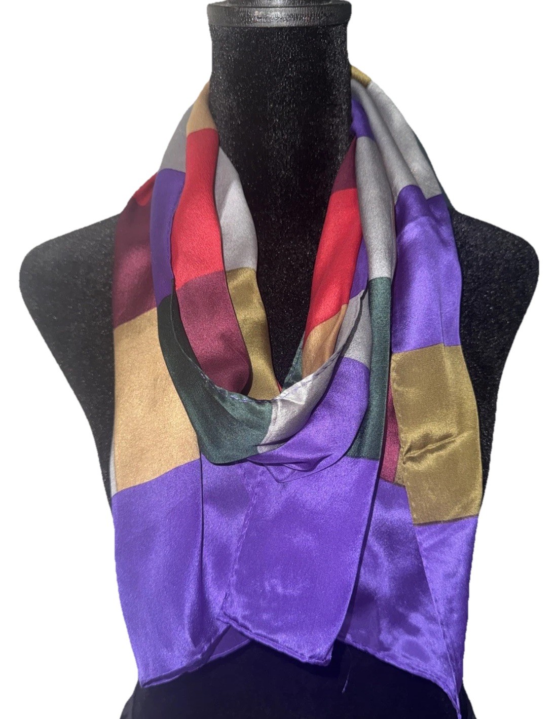 Vintage Baar & Beards All Silk Scarf Patchwork Rectangle Long