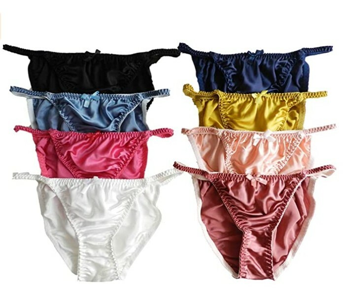 6 Pairs/lot 100% Pure Silk Women’s Bikini String Panties S M L Xl 2XL Multicolor
