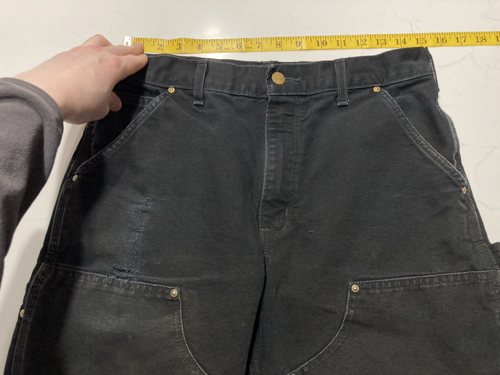 Carhartt B01 BLK Double Knee Work Pants Mens 31×32 (Fits 30×31) Distressed