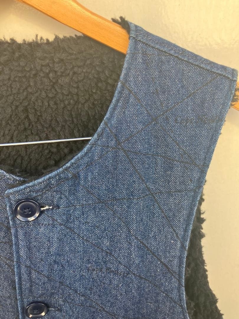 Engineered Garments Over Vest Denim Indigo Nautical Print Reversible M F/S