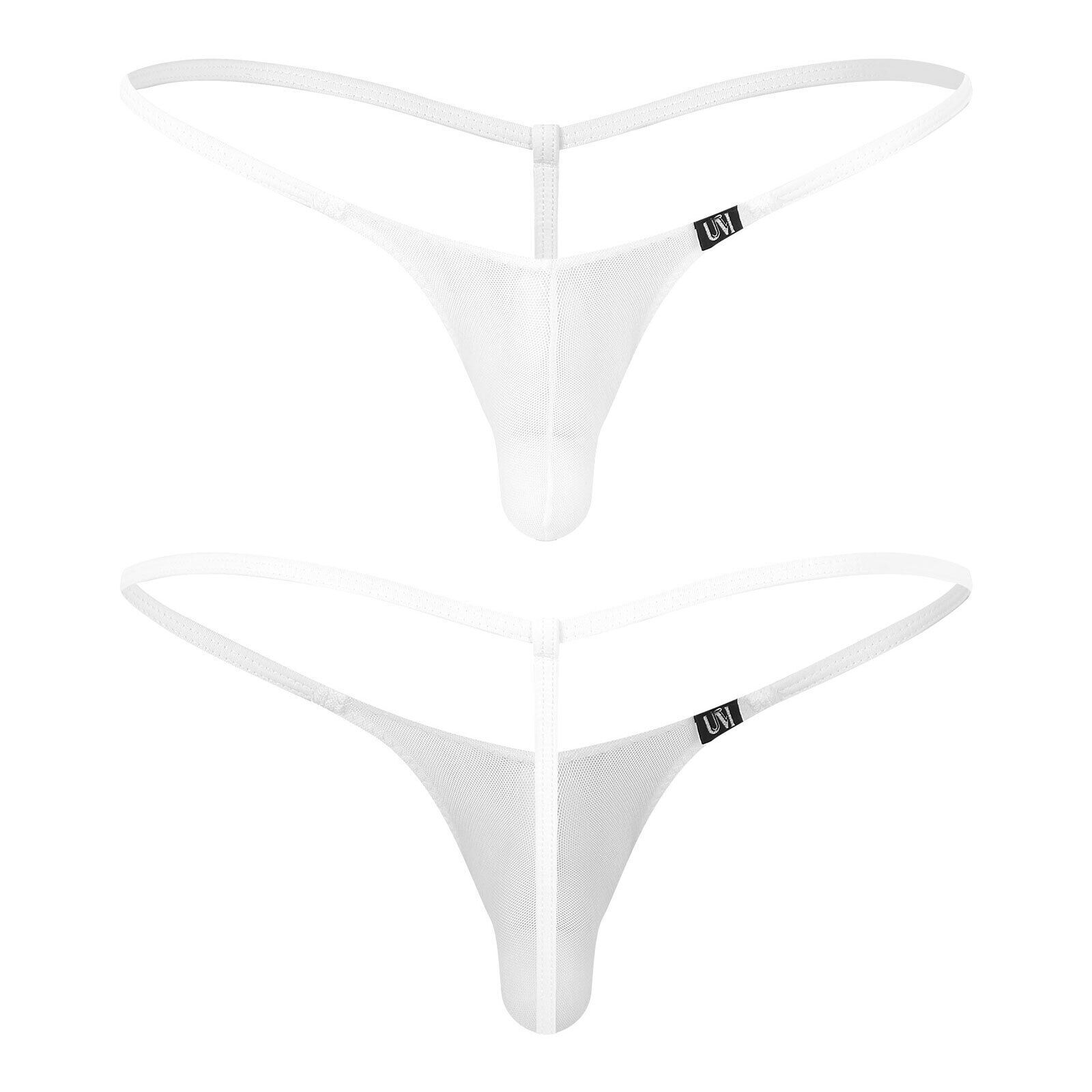 Mens See Through Mini Thong Bulge Pouch T-Back G-string Low Rise Micro Underwear