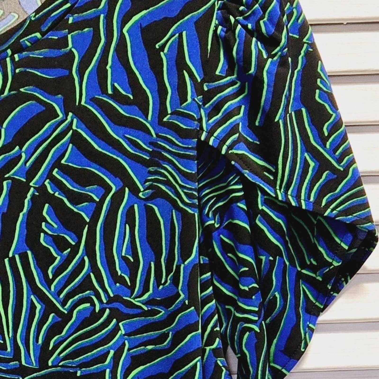 NWT MICHAEL KORS WOMENS PRINTED PETAL-SLEEVE TUNIC/TOP ROYAL MR35M6Z7U4 XS