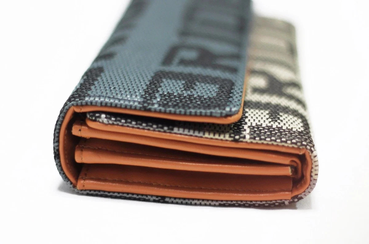 JDM Bride Racing Trifold Wallet for Women Black Gray Gradation Fabric Tan Leathe
