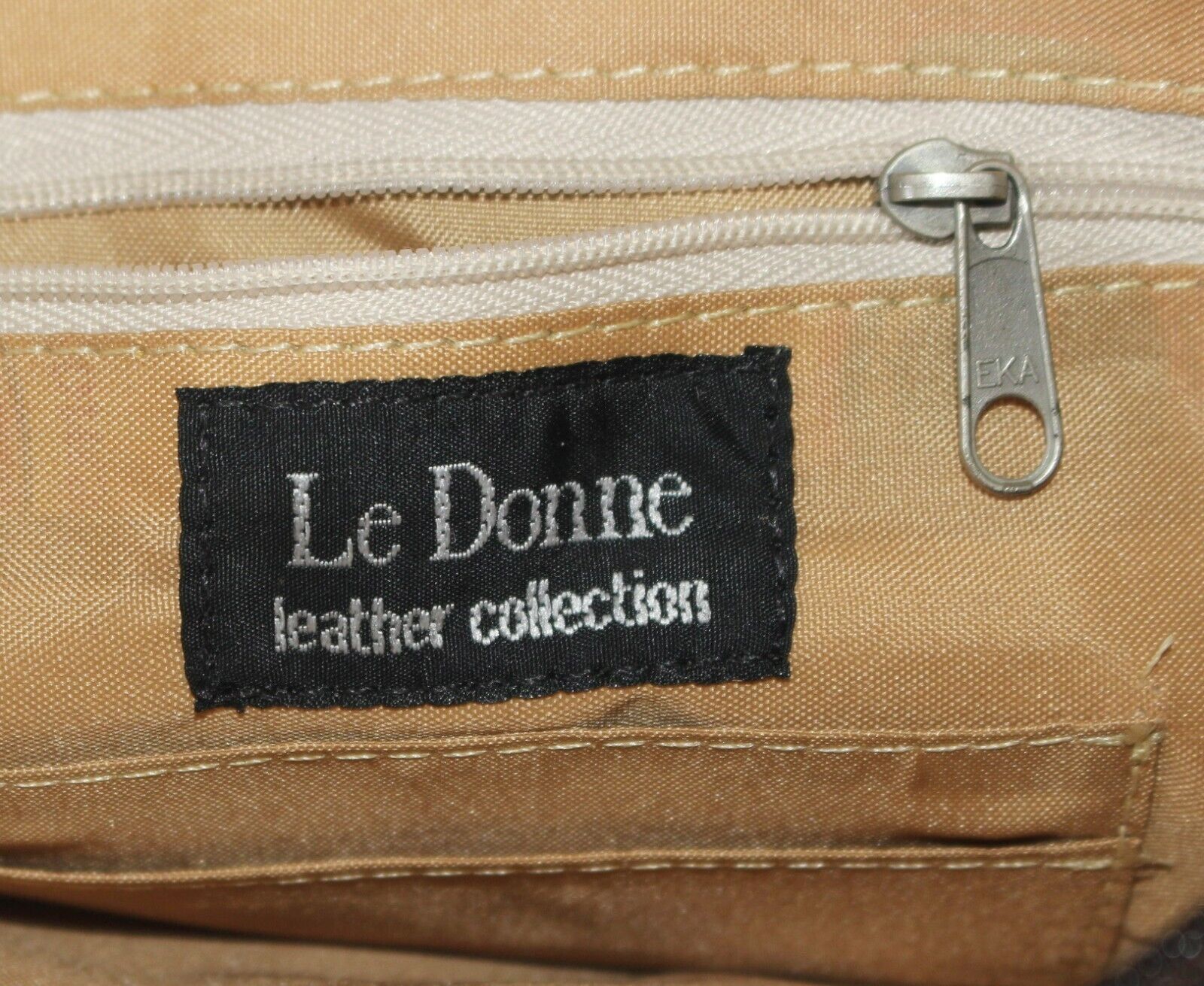 $180 NEW Le Donne Leather CAFE BROWN Purse Crossbody Zipper Snap Pocket NWT