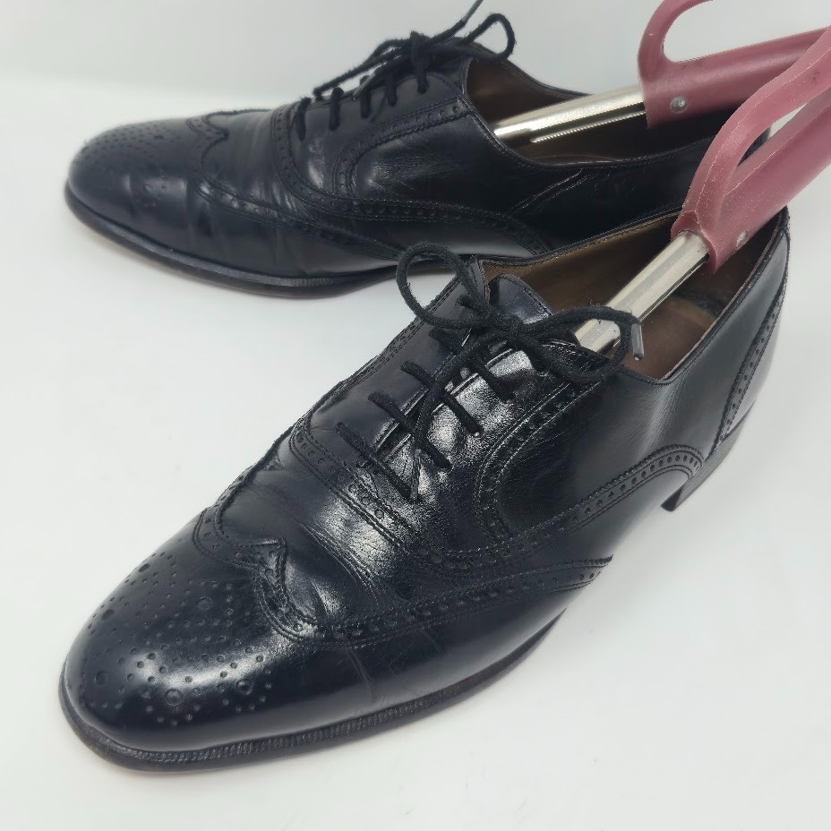 Bally of Switzerland Men’s Wingtip Oxfords Size 7 D Black Leather Brogue Vintage