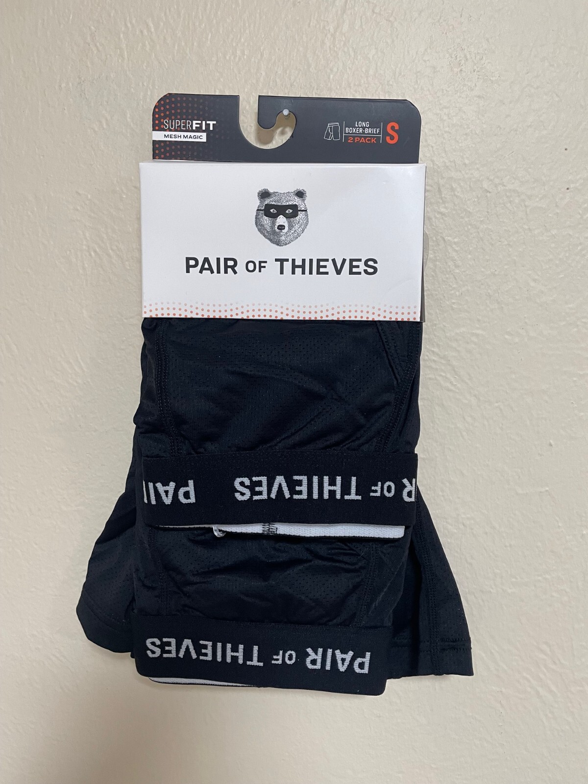 Pair of Thieves Men’s Boxer Briefs Super Fit 2 Pack Small Black