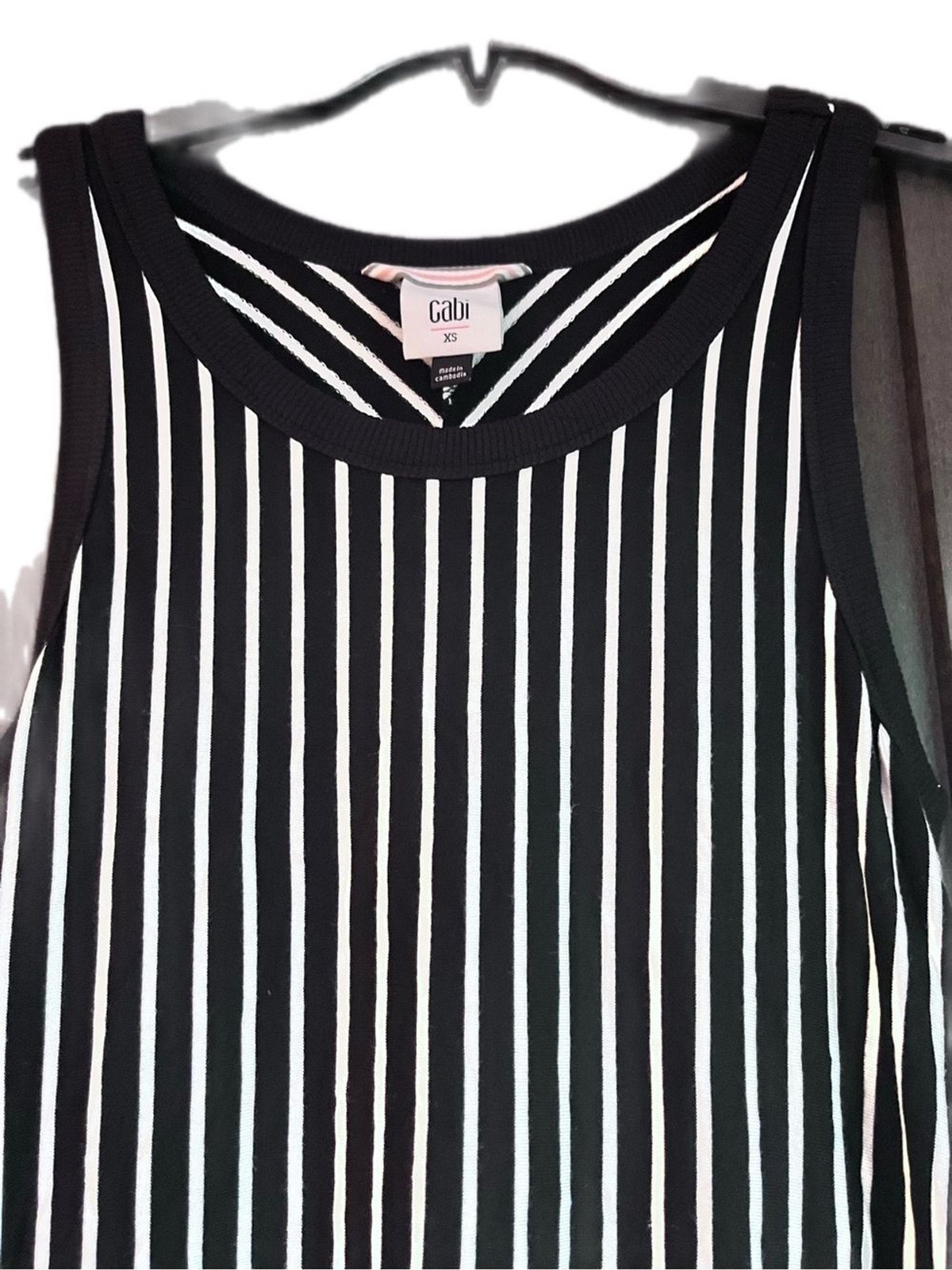 Cabi ATC Wink Dress Black White Multi Stripe Asymmetrical Midi Dress Size XS