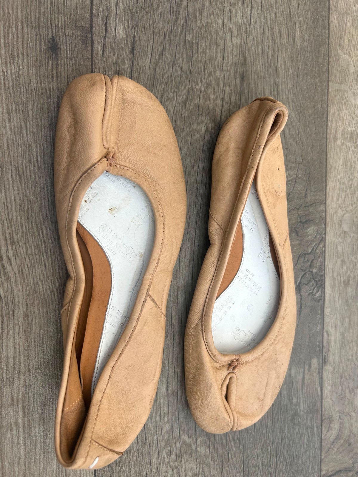Maison Margiela Tabi Leather Beige Ballerina Flats EU 36 US 6