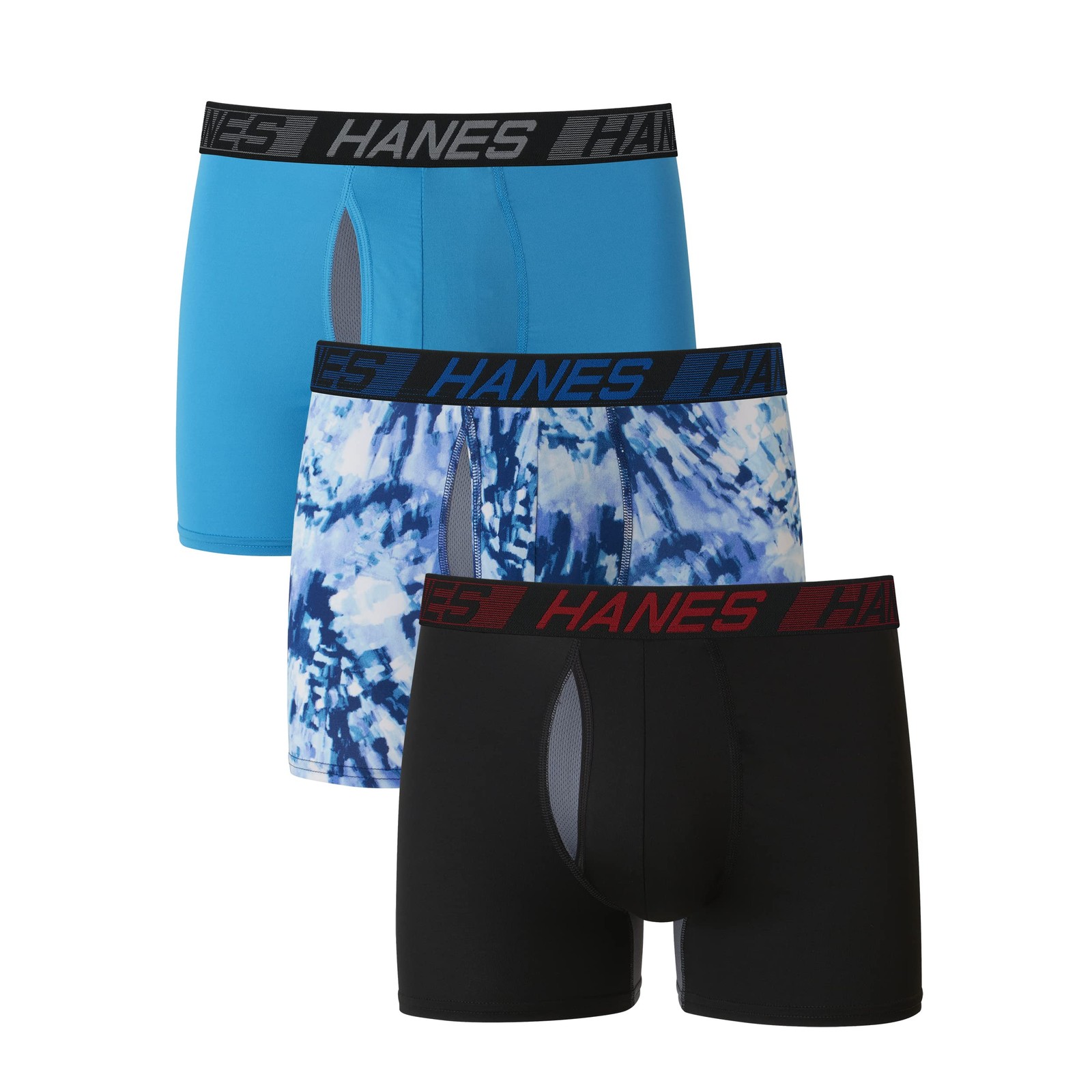 Hanes Men’s Boxer Briefs 3-Pack Total Support Pouch Black Medium