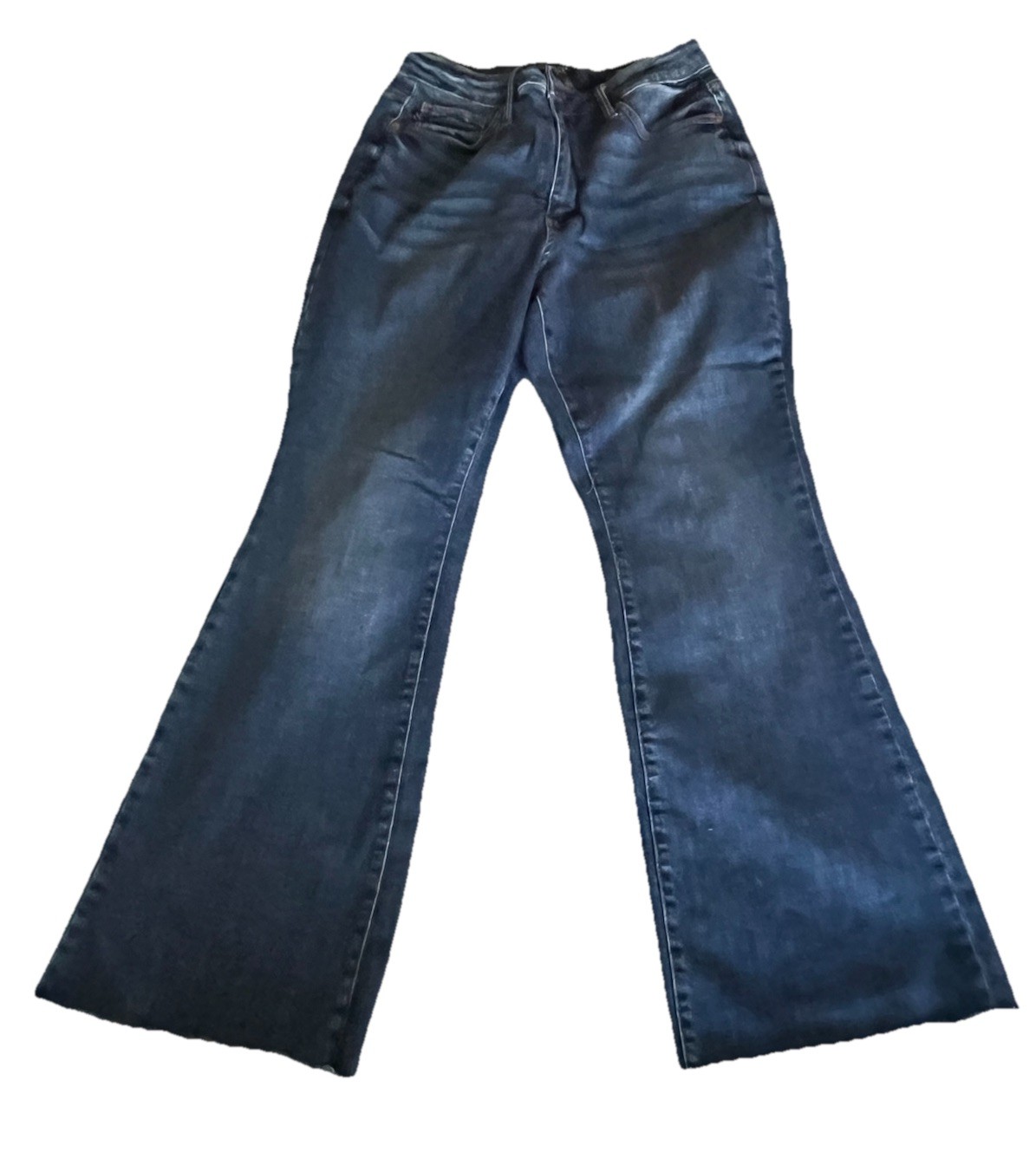 Judy Blue Jeans Womens Control Top Flare Bootcut Size 14W Frey Hem Denim Jeans