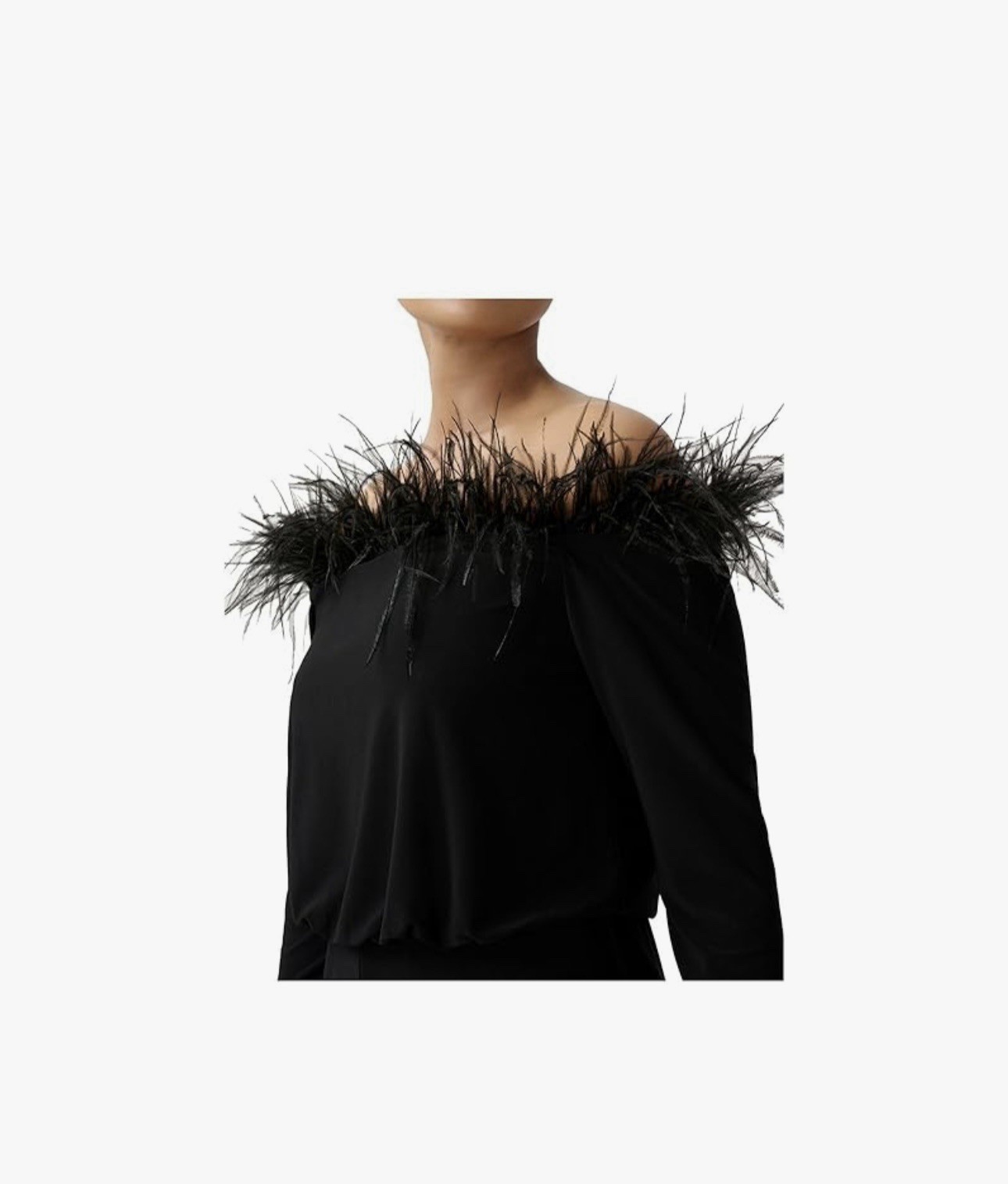New Adrianna Papell Womens Feather Trim Jersey Jumpsuit Size 4 Stretchy $199