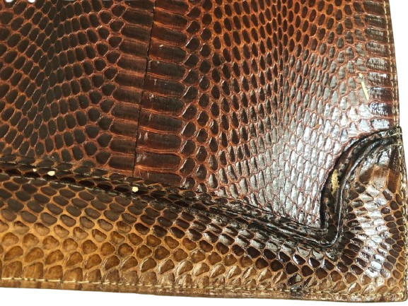 Vintage Brown Snakeskin Convertible Clutch Shoulder Bag Multi-Pocket Sold As Is