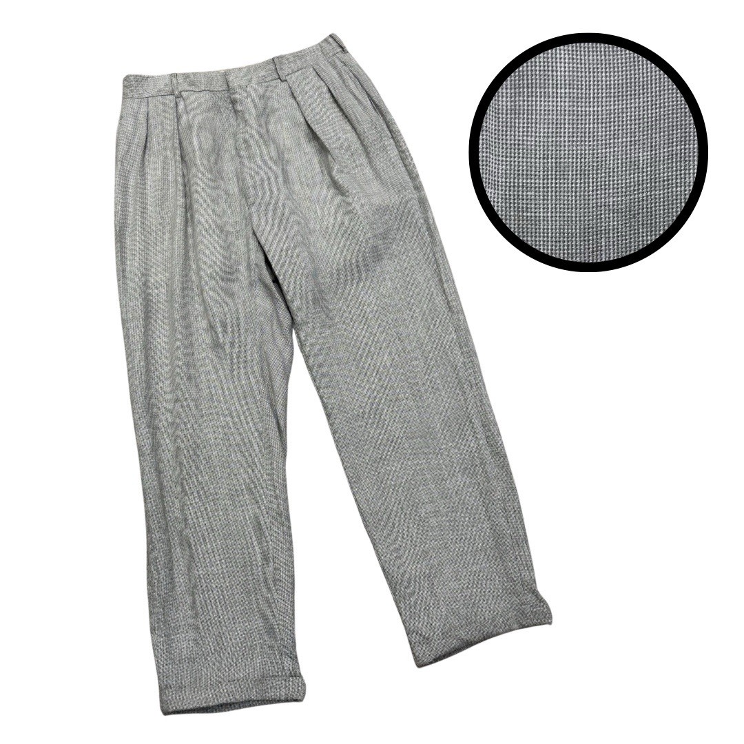 VTG Polo Ralph Lauren Pants Men 32×31*Gray Check Pleated Cuff Made in Italy READ