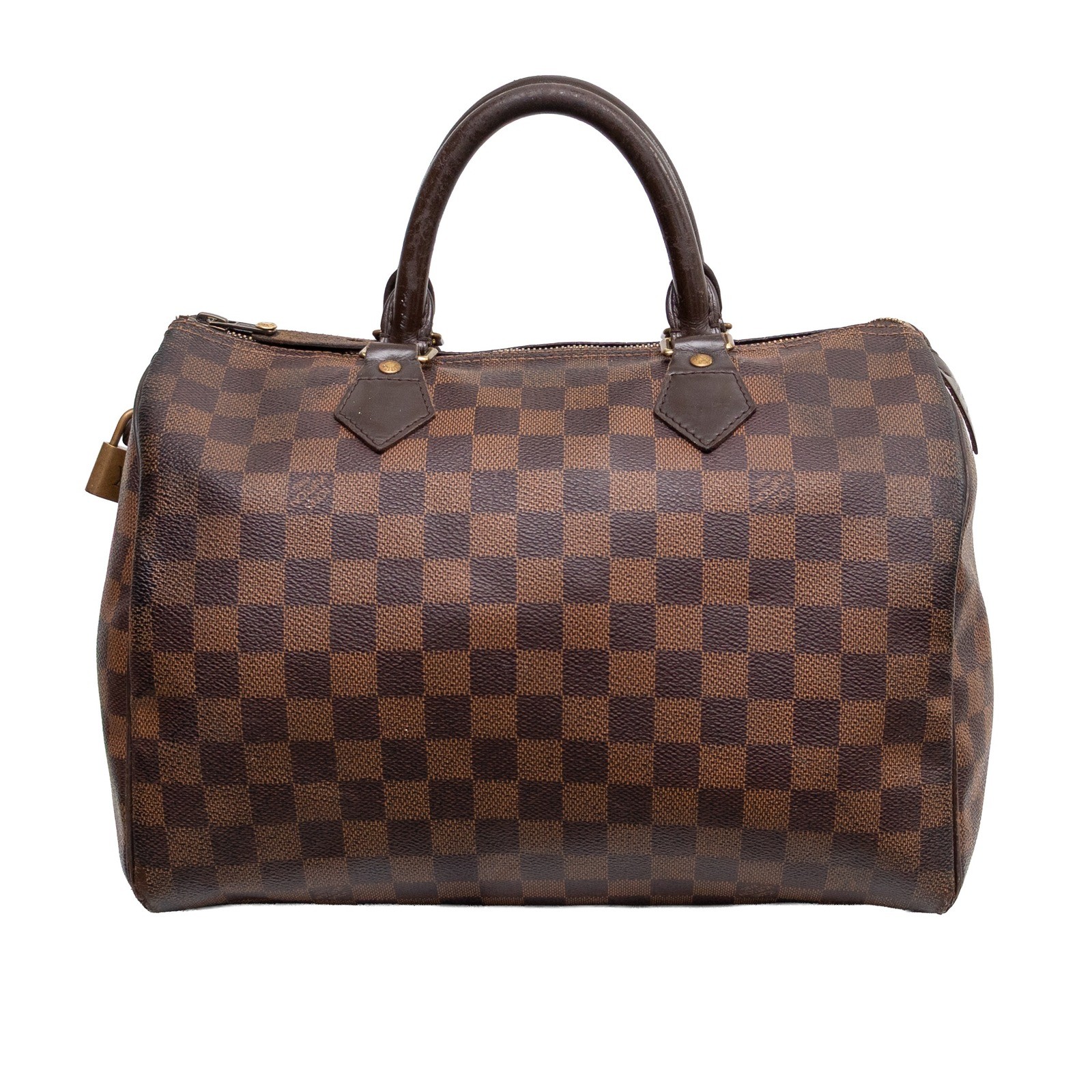 Authentic Louis Vuitton Speedy 30 Damier Ebene Canvas Handbag Brown SD3171