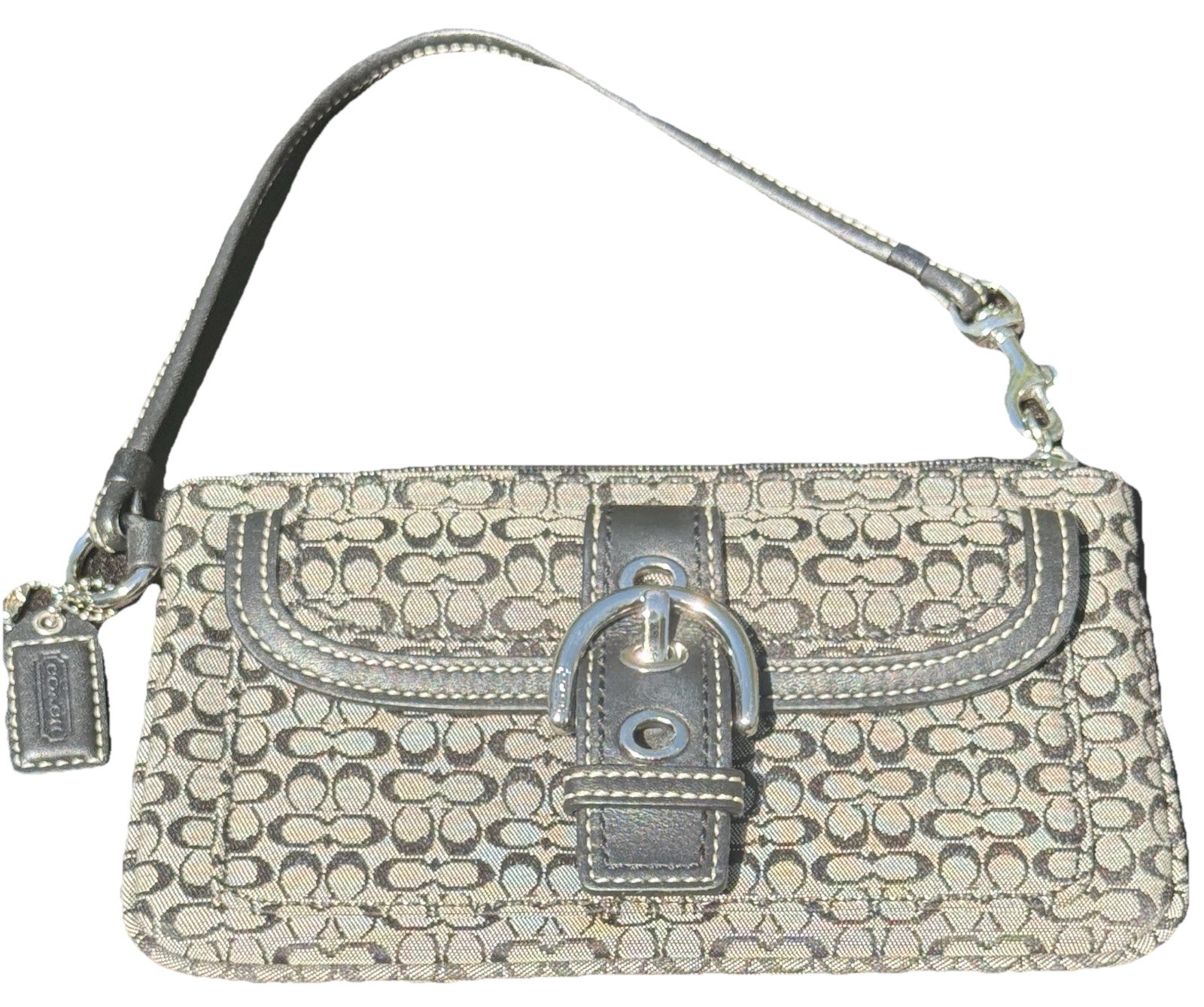 COACH Soho Black Signature C Jacquard Leather Buckle Vintage Y2K Mini Handbag