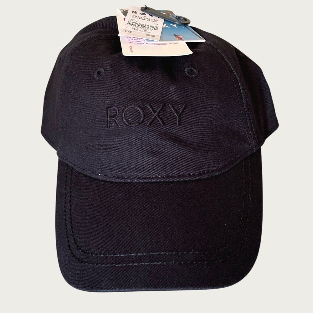 Roxy Dear Believer Logo Baseball Hat Black Womens One Size Adjustable Cotton NWT