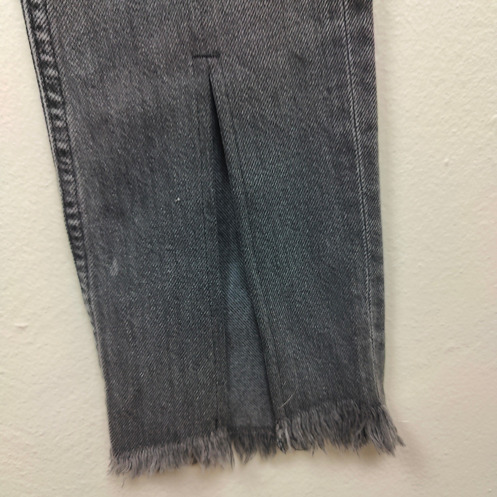 EB Denim Jeans Womens 25 Charcoal Wash Straight Leg Pieced Split Hem Patchwork